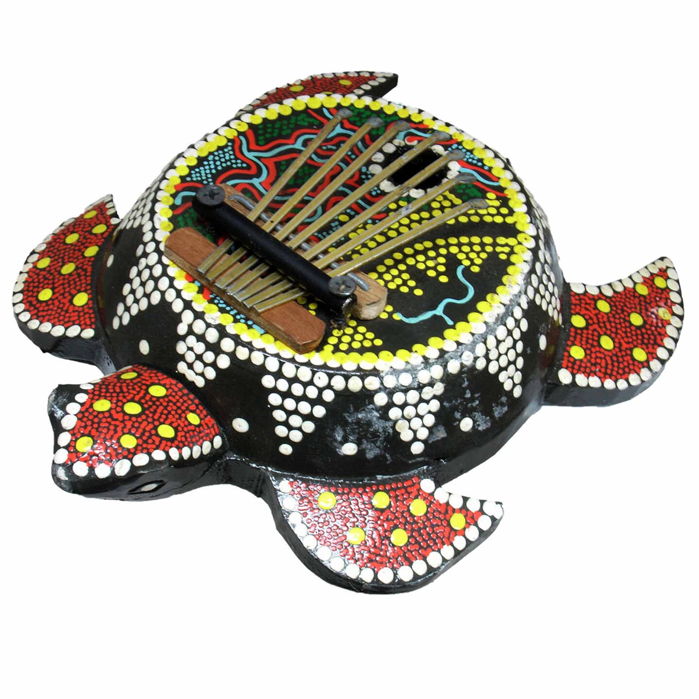 Stoneage Arts Inc 8.5&#x22; Brown and Red Turtle-Shaped Hand-Carved Kalimba