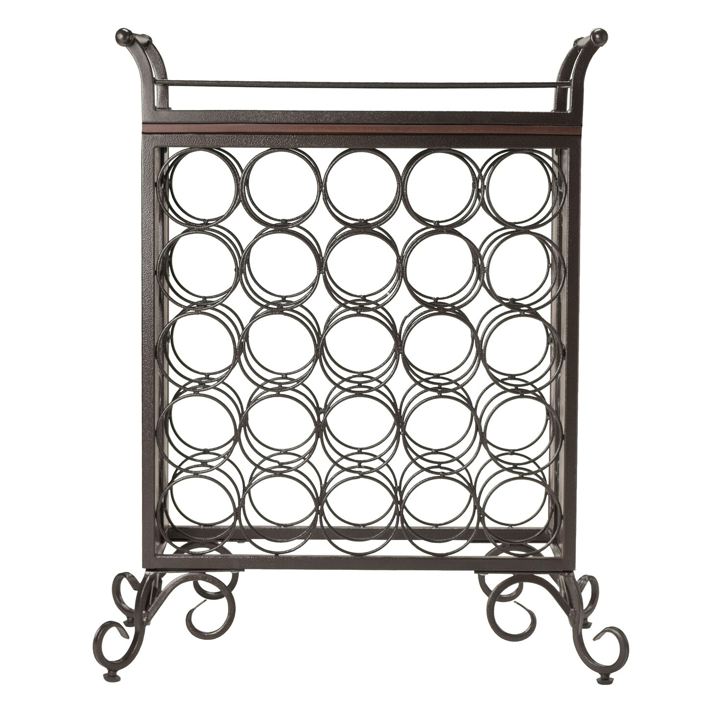Contemporary Home Living Silvano Wine Rack 5x5 with Removable Tray, Dark Bronze