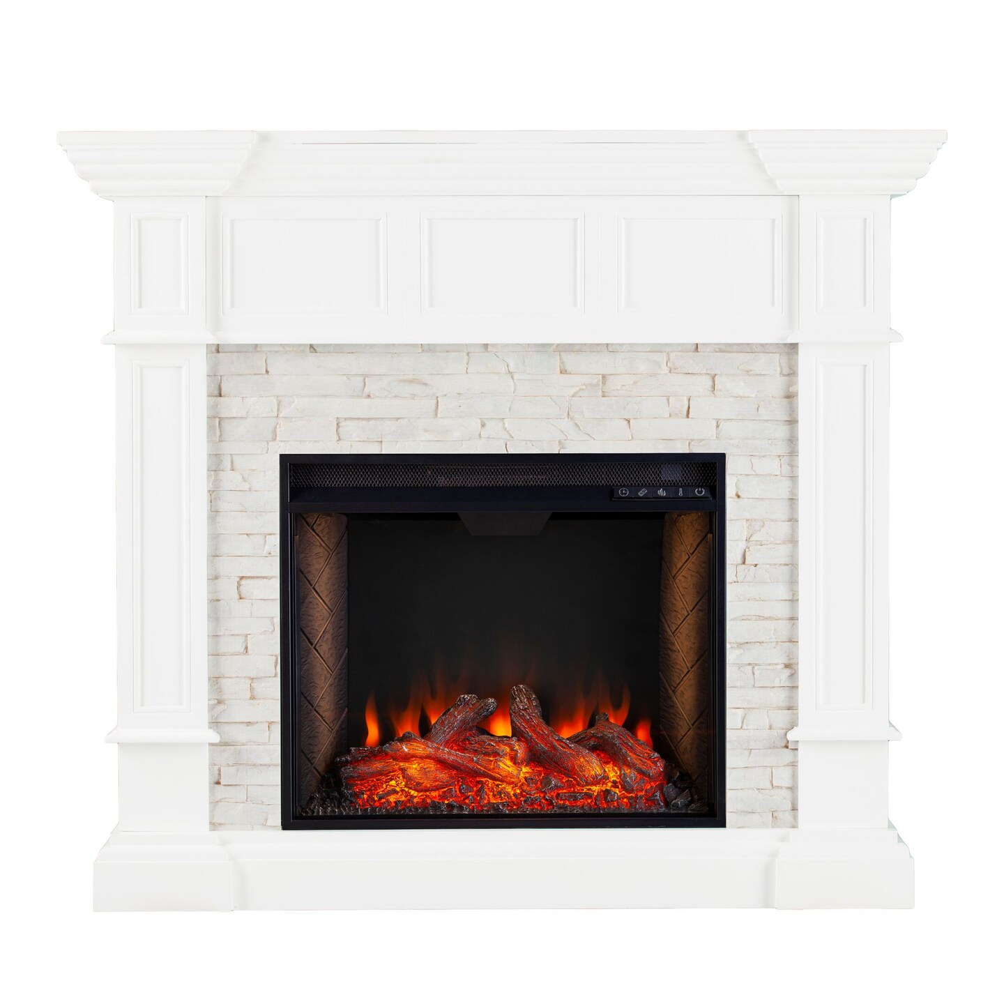 Southern Enterprises 55.5" White and Black Merrimack Smart Convertible Electric Fireplace