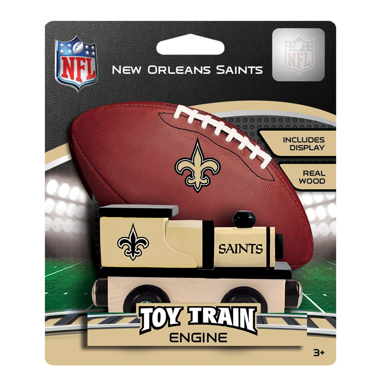 Masterpieces   Officially Licensed NFL New Orleans Saints Wooden Toy Train Engine For Kids