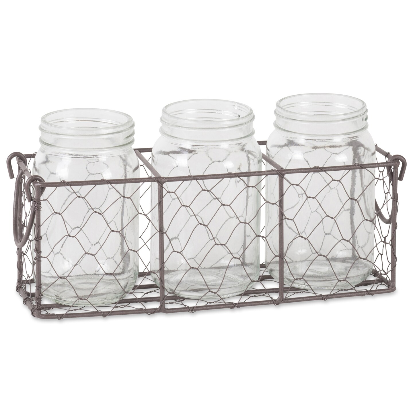 Contemporary Home Living 4-Piece Vintage-Style Metal Wire Caddy With Vases 11.25&#x22;