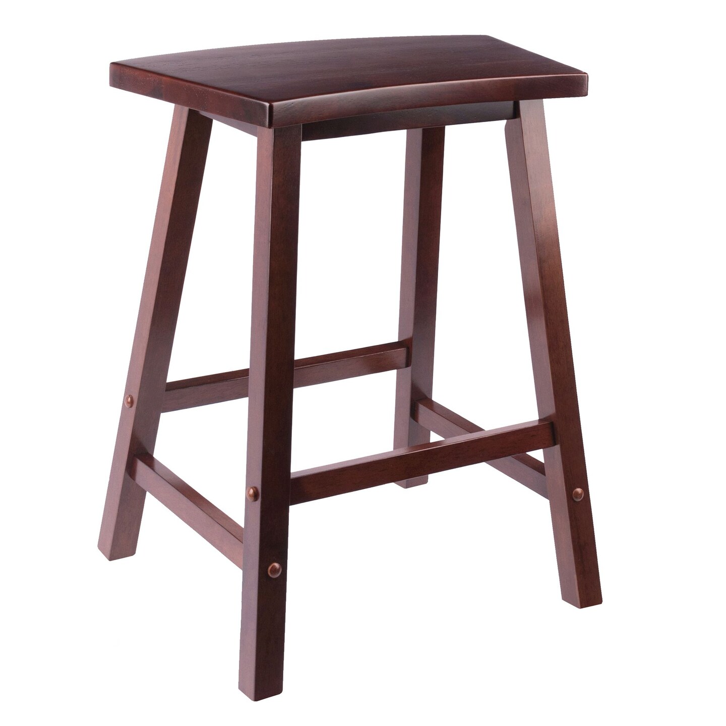 Contemporary Home Living 23.5&#x22; Walnut Brown Fan Shaped Counter Stool with Crossbar Footrests