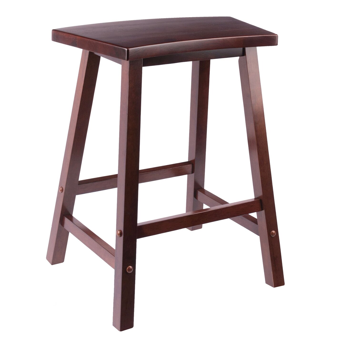 Contemporary Home Living 23.5" Walnut Brown Fan Shaped Counter Stool with Crossbar Footrests