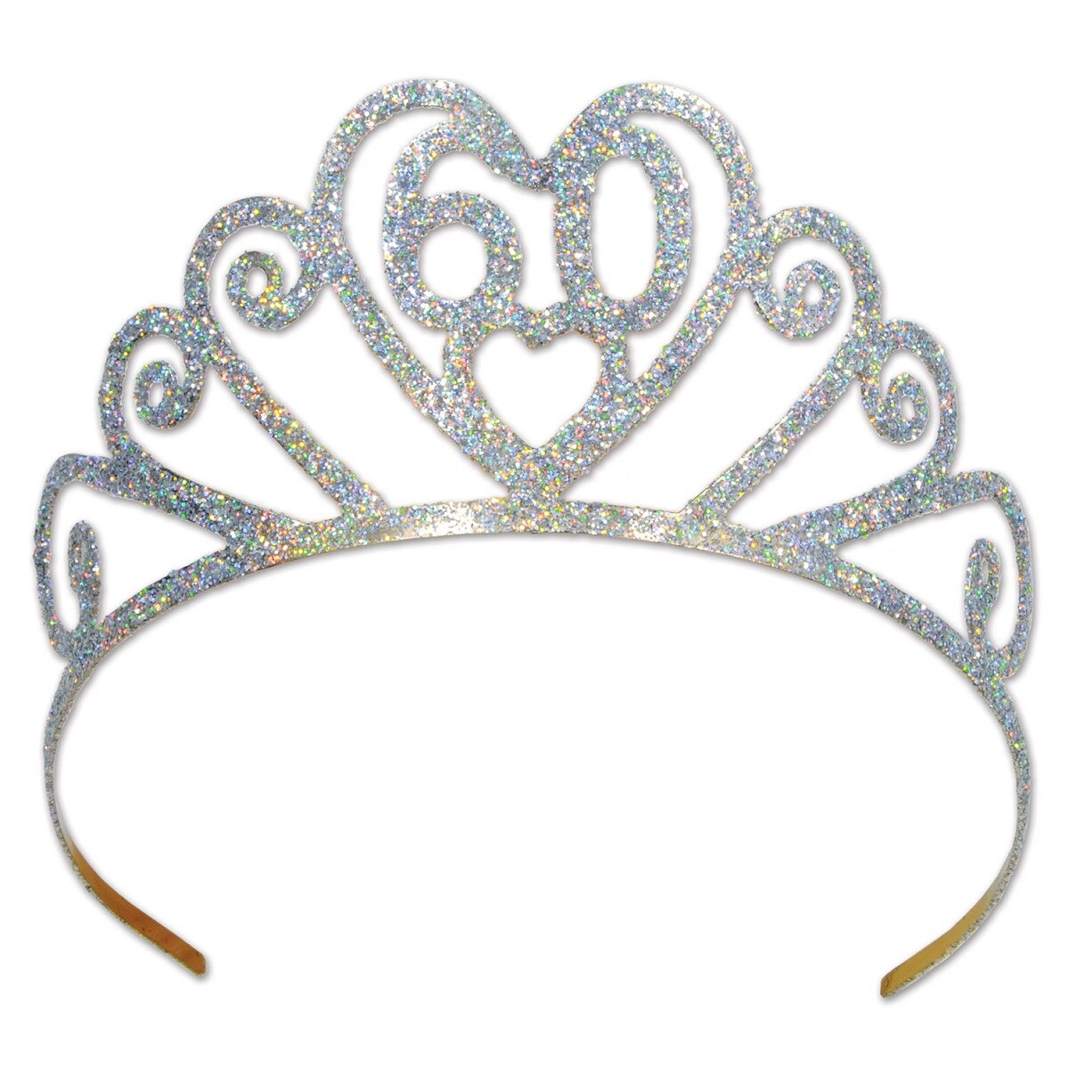 Beistle Pack of 6 Glittered Silver "60" Costume Tiara - Adult One Size
