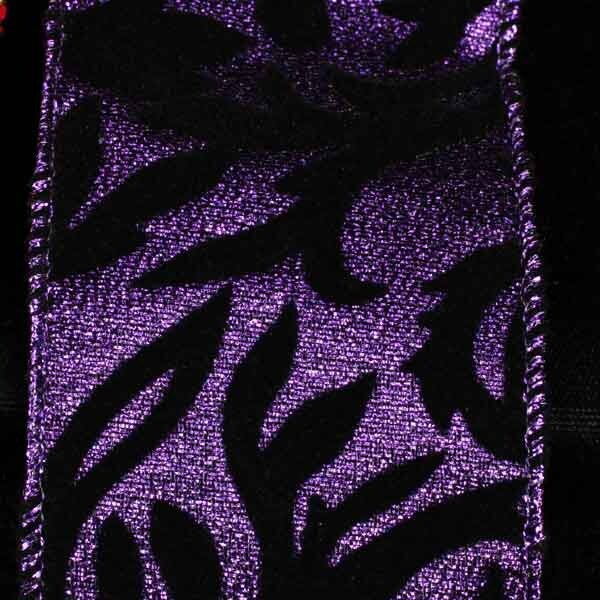 The Ribbon People Purple and Black Contemporary Wired Craft Ribbon 2.5&#x22; x 20 Yards