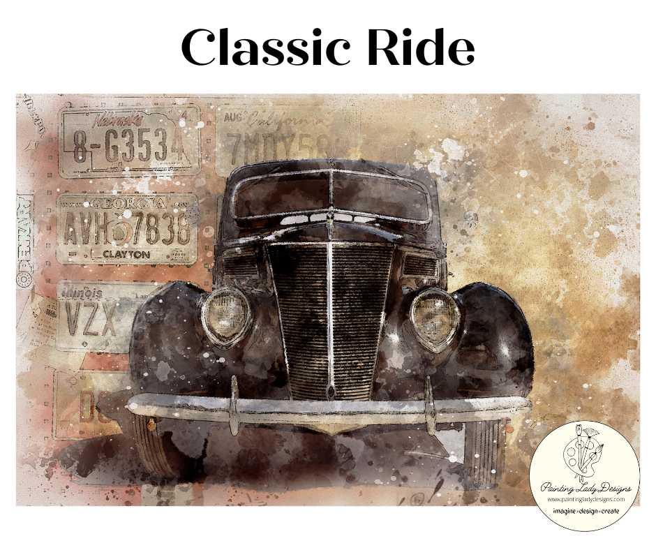 Classic Ride Decoupage &#x26; Mixed Media Art Paper - Large