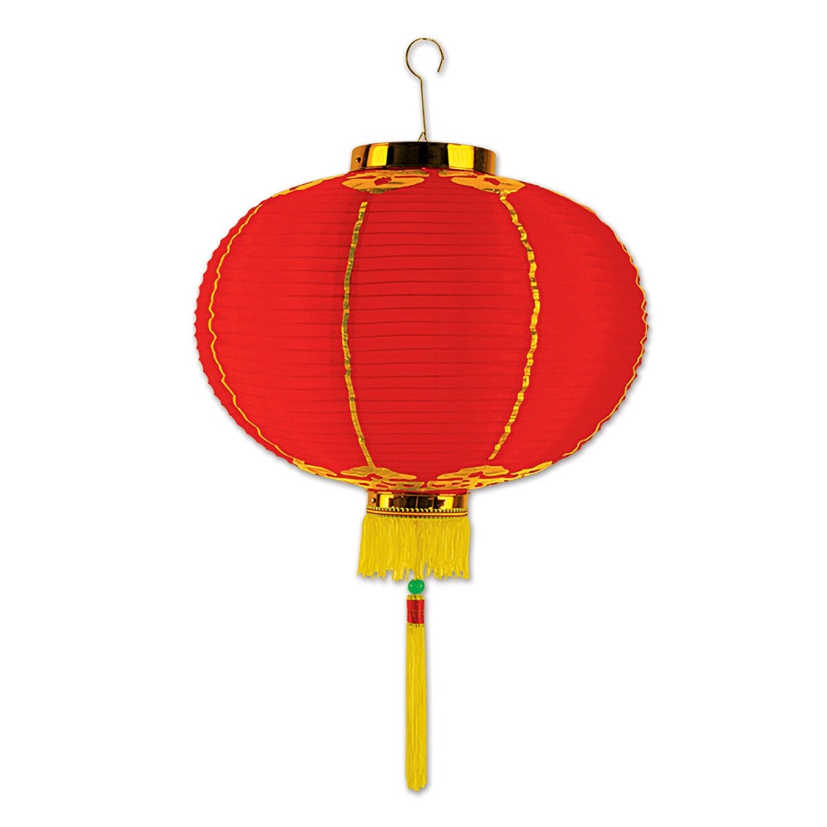 Party Central Club Pack of 12 Red and Gold Lantern Hanging Decor with Tassels 8&#x22;