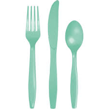 Party Central Club Pack of 288 Fresh Mint Green Assorted Party Cutlery 7.5&#x22;