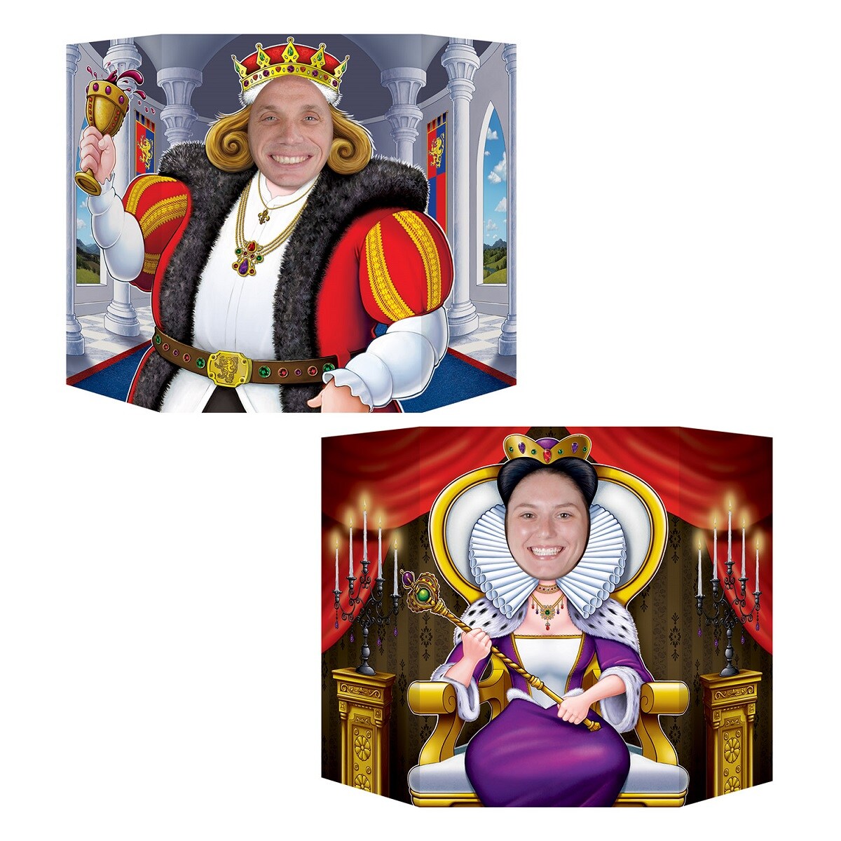 Party Central Pack of 6 Multi-Color Throne Seated King and Queen Photo Props 37&#x22;