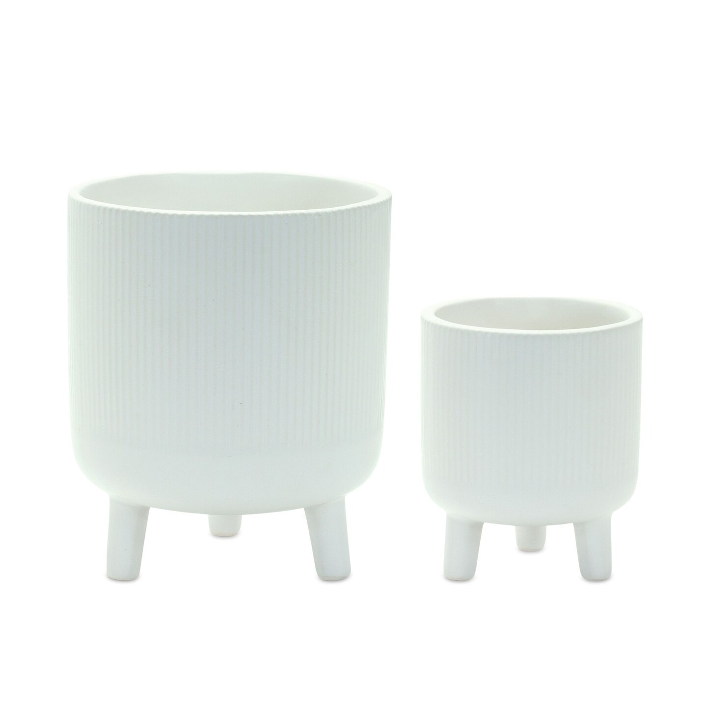 Melrose Set of 2 White Solid Planter Pots 5.5&#x22;