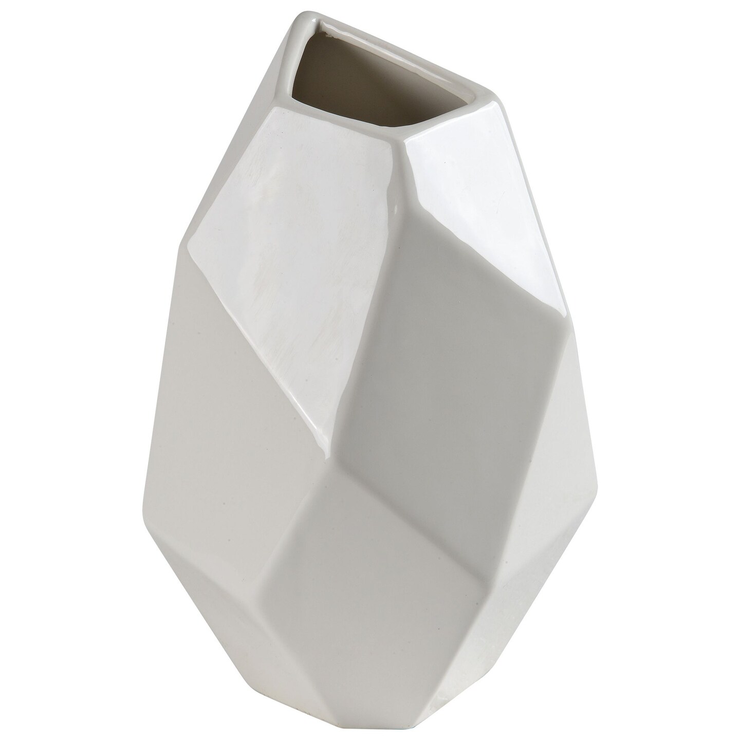 Signature Home Collection 9.75" White Scandinavian Geometric Multifaceted Vase