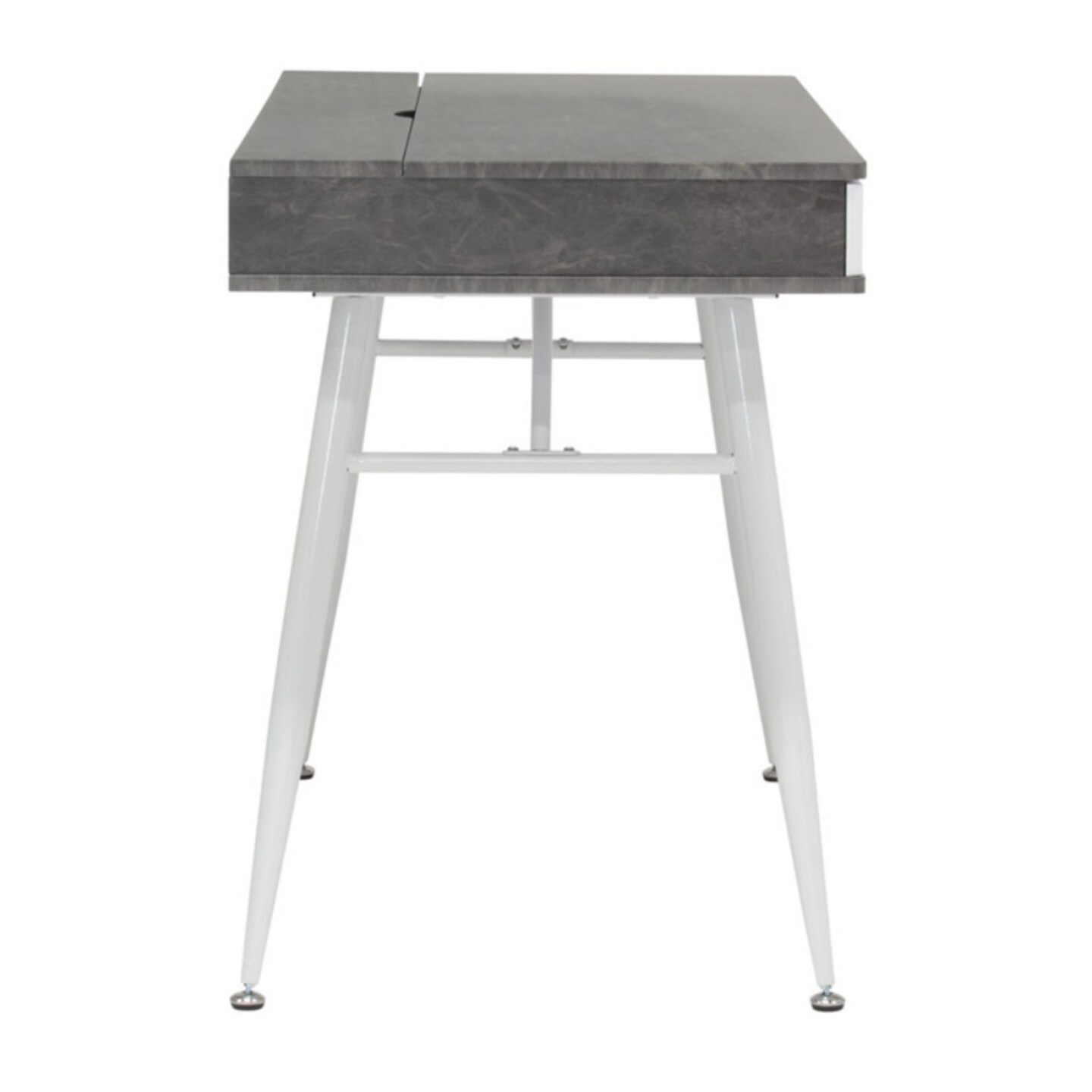 Calico Designs Alcove Split Drawer Desk with Device Storage - White/Cement Finish