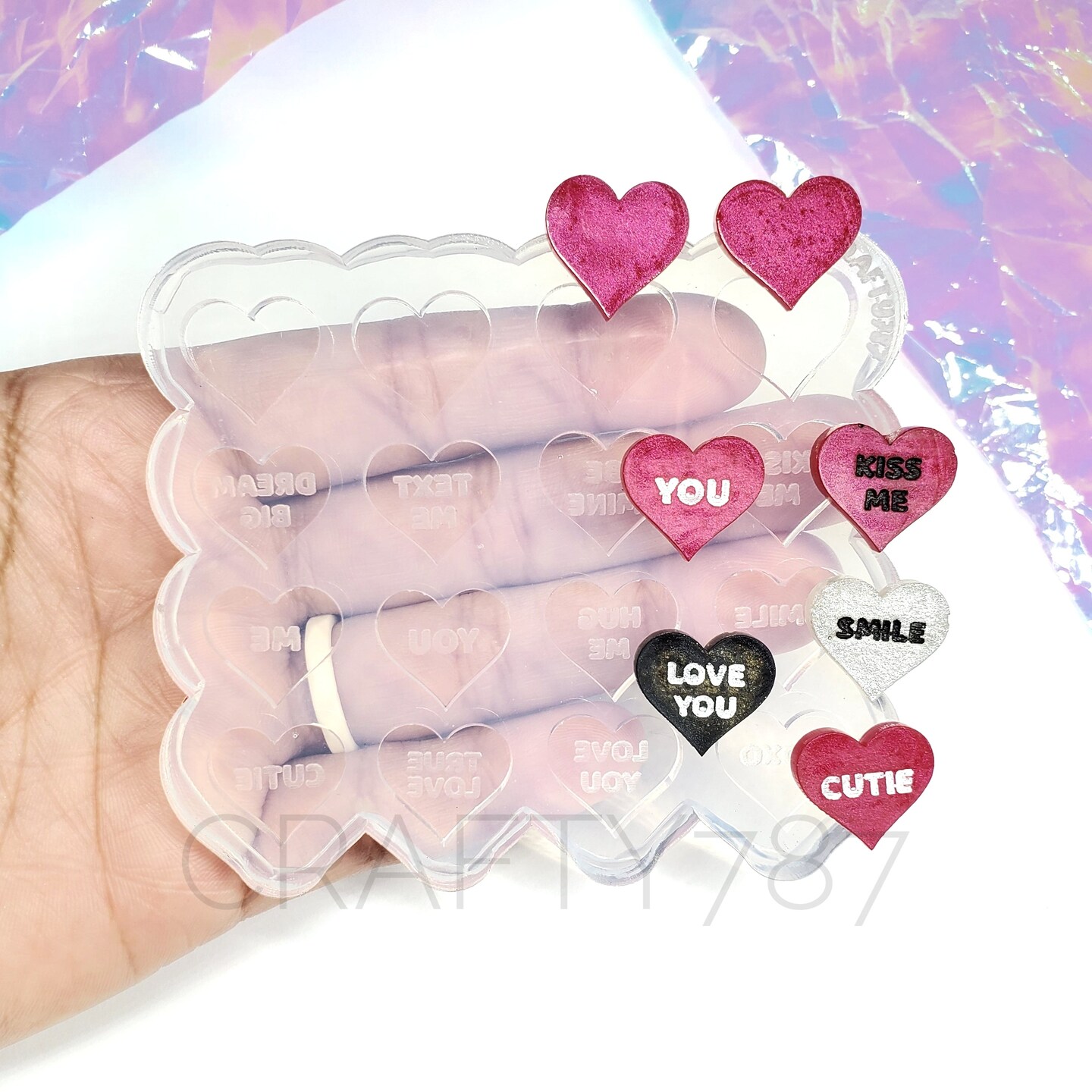 Heart Candy Studs Silicone Mold Palette 8 Pairs Valentine (D4)