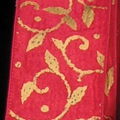 The Ribbon People Red and Gold Swirling Leaves Printed Wired Craft Ribbon 2&#x22; x 20 Yards