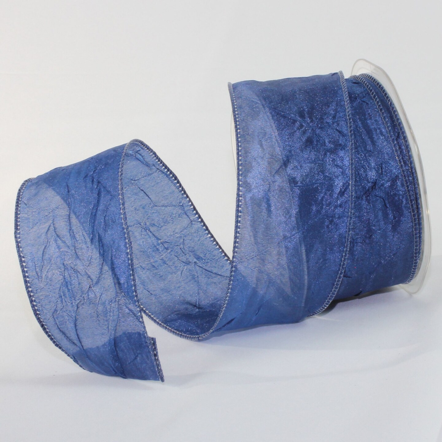 The Ribbon People Navy Blue Crinkled Satin Wired Craft Ribbon 2&#x22; x 27 Yards
