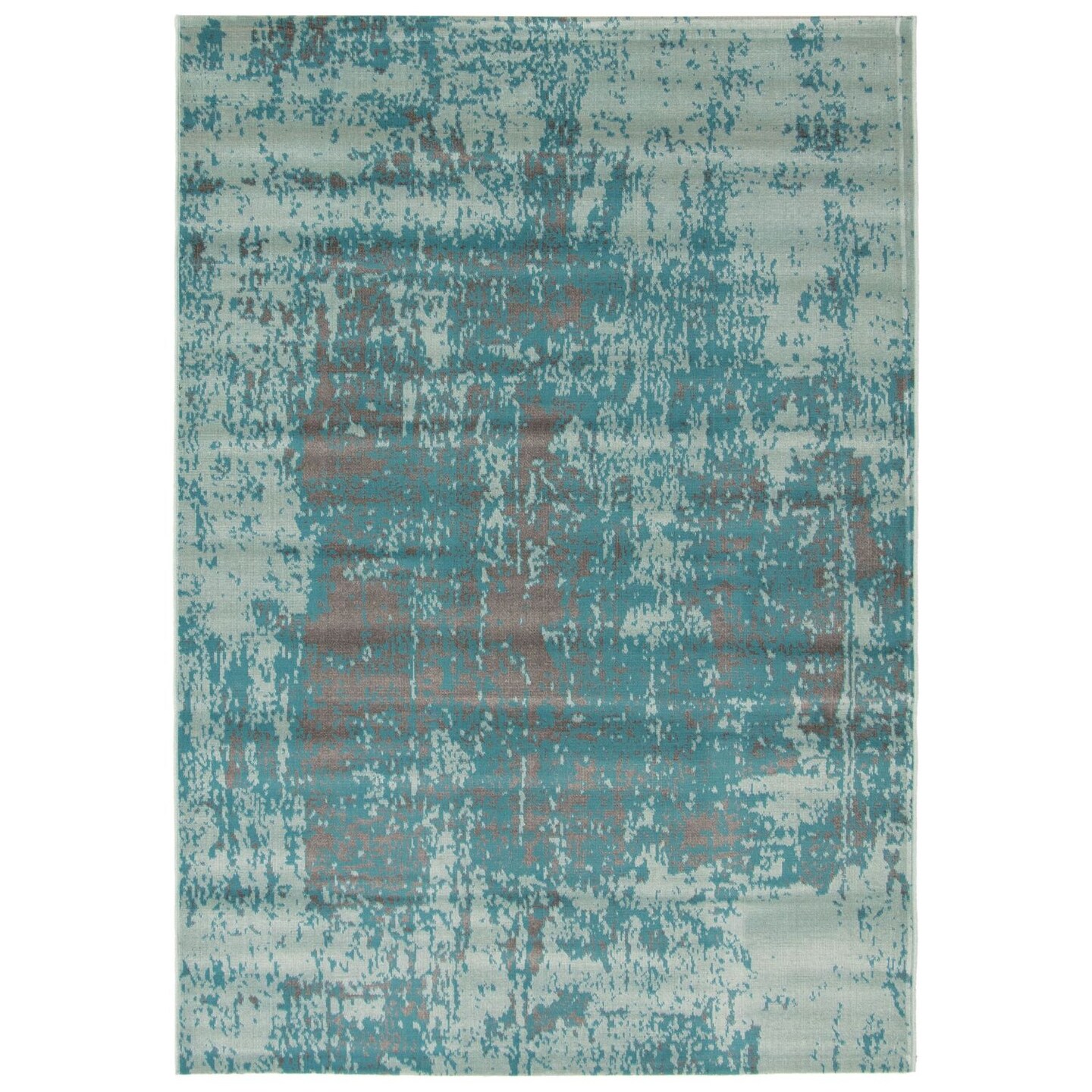 Chaudhary Living 5.25&#x27; x 7.5&#x27; Distressed Abstract Rectangular Area Throw Rug - Aqua Blue and Gray