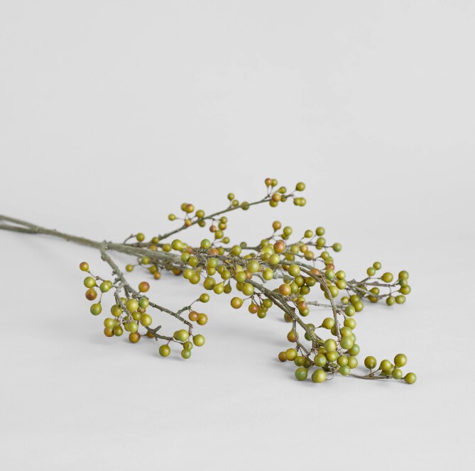 Spring EcoFaux Artificial Green Ilex Berry Branch