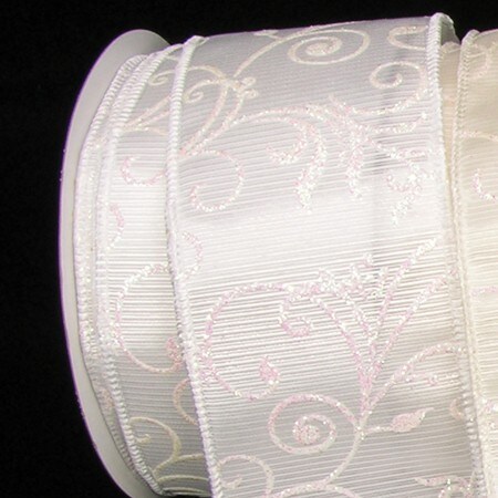 The Ribbon People White Glitter Wired Craft Ribbon 2.5&#x22; x 40 Yards
