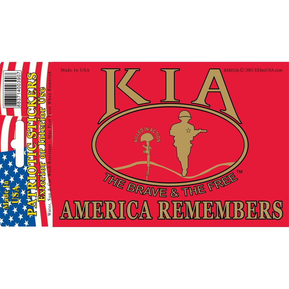 KIA The Brave &#x26; The Free Bumper Sticker 3-1/2&#x22;X5&#x22;