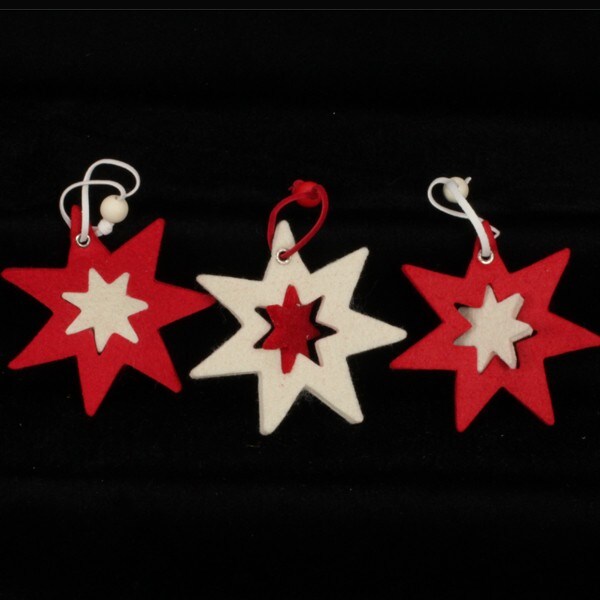 The Ribbon People Club Pack of 36 Inside And Out 7 Star Red And Ivory Felt Ornaments