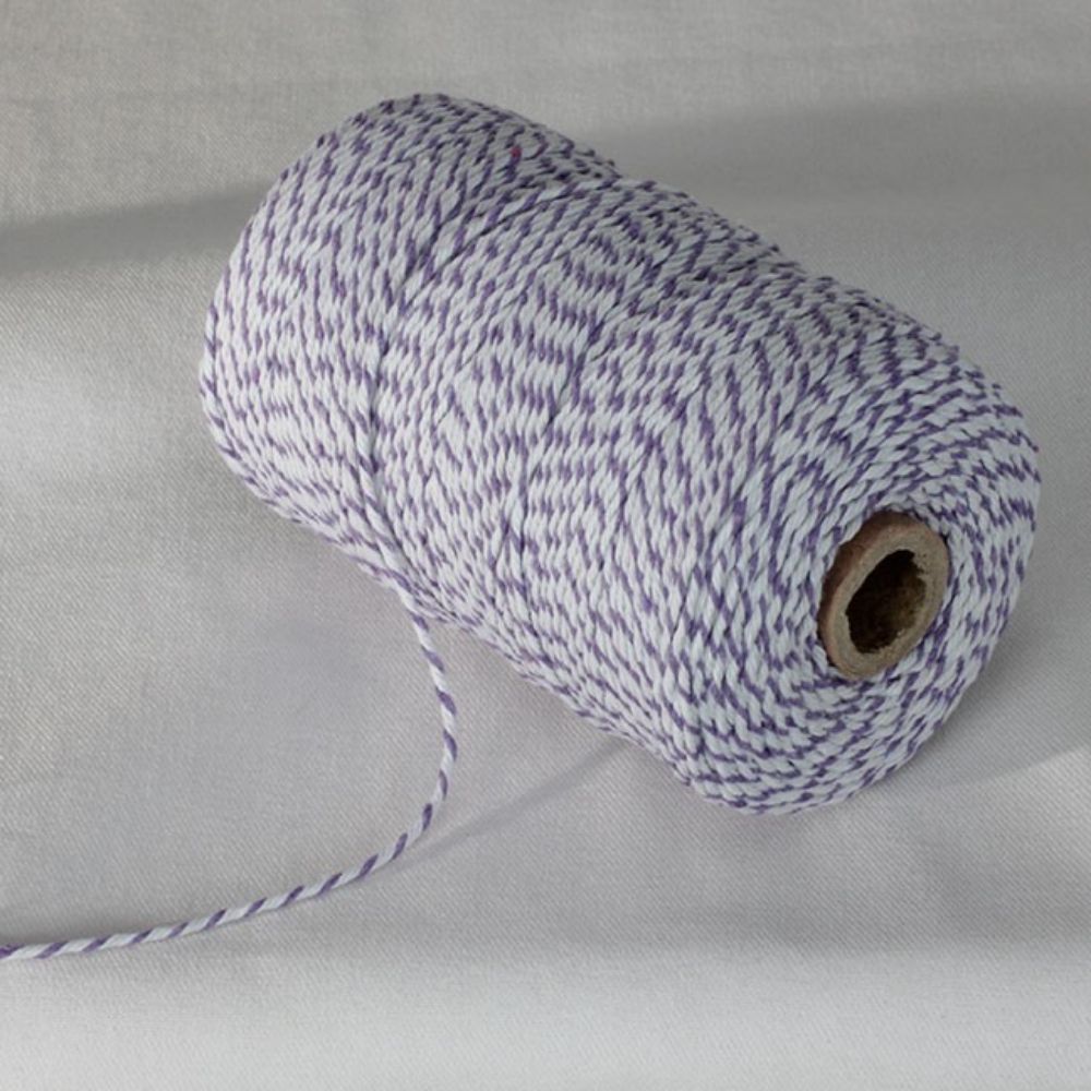 The Ribbon People White and Silver Colored Striped Pattern Craft Twine  0.05 x 220 Yards