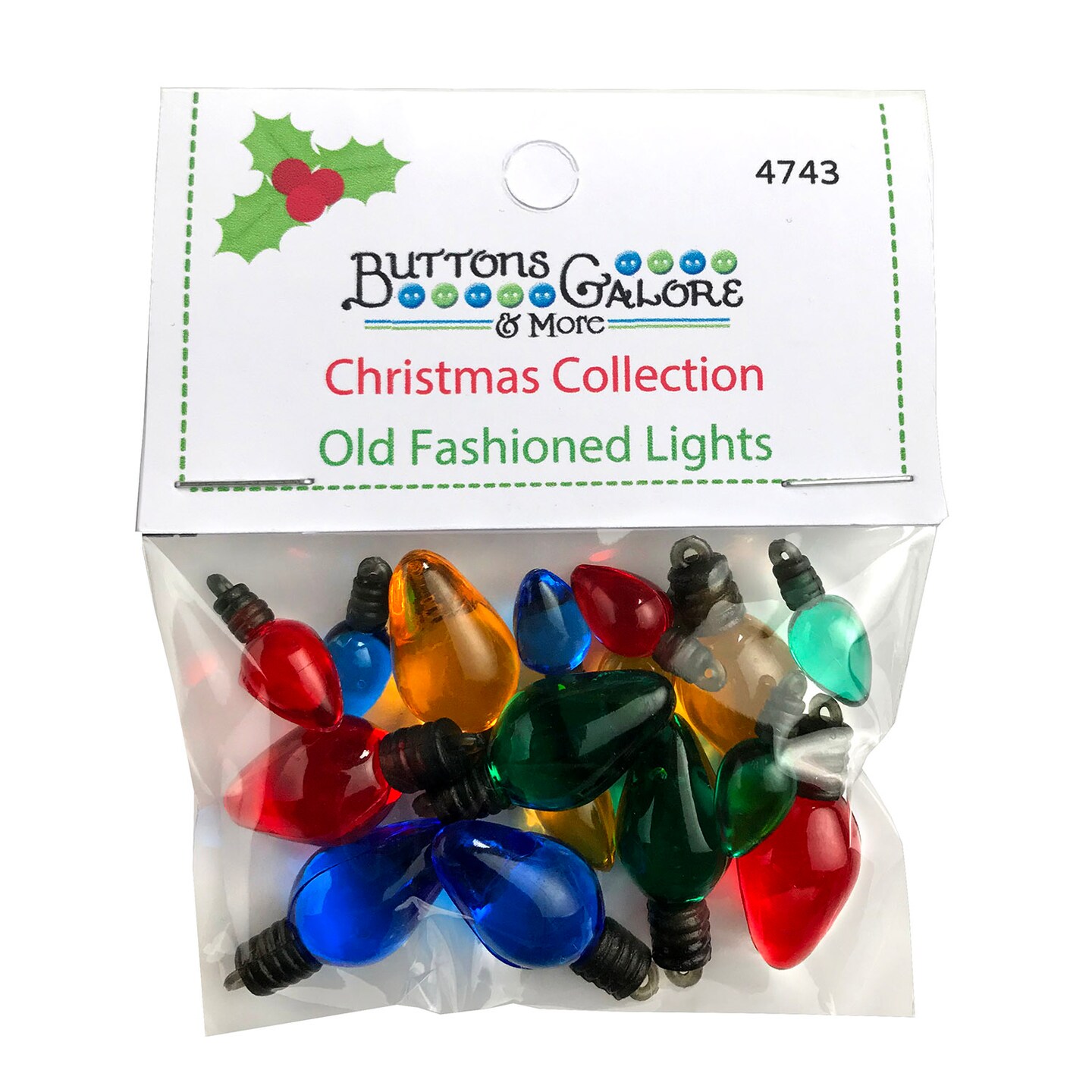 Buttons Galore and More Christmas Craft & Sewing Buttons - Olde Fashioned Lights - 36 Buttons