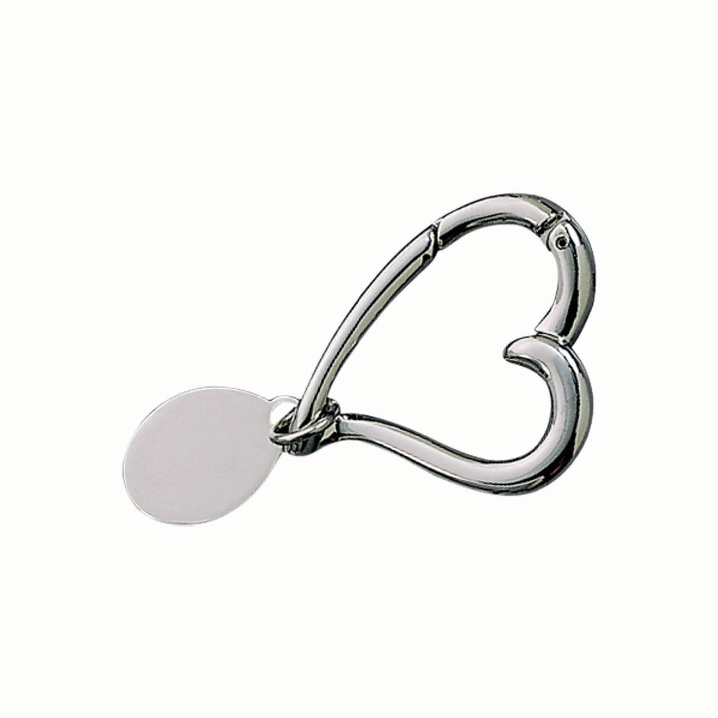 Contemporary Home Living 1.5&#x22; x 1.75&#x22; Silver Outlined Open Heart Key Chain with Oval Engraving Tag