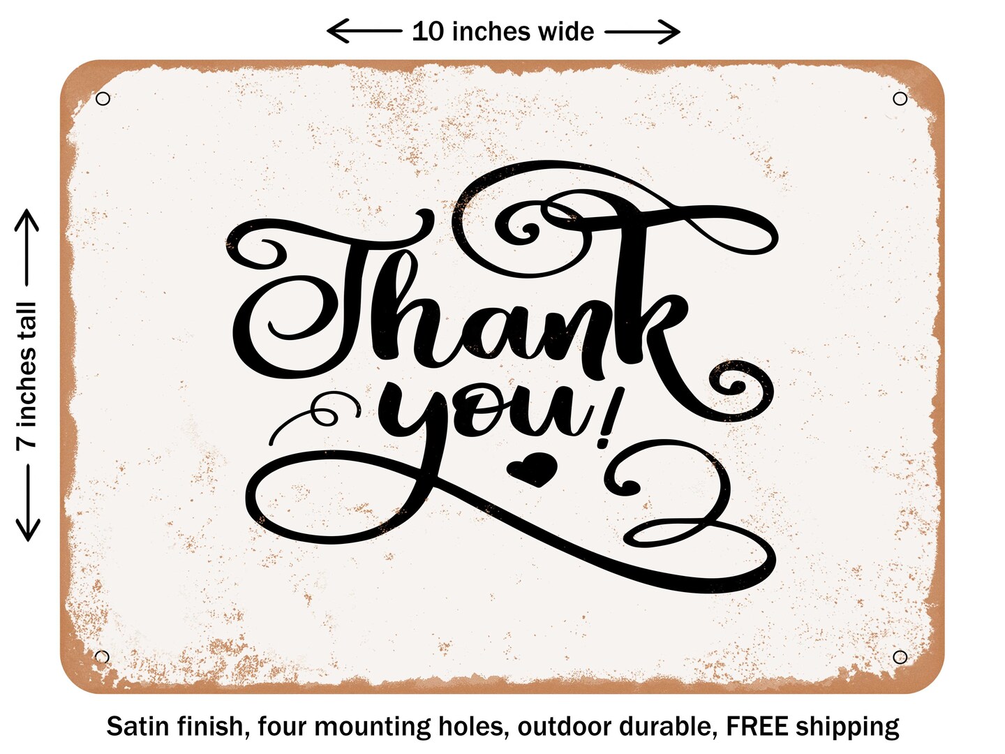 DECORATIVE METAL SIGN - Thank You - 2 - Vintage Rusty Look