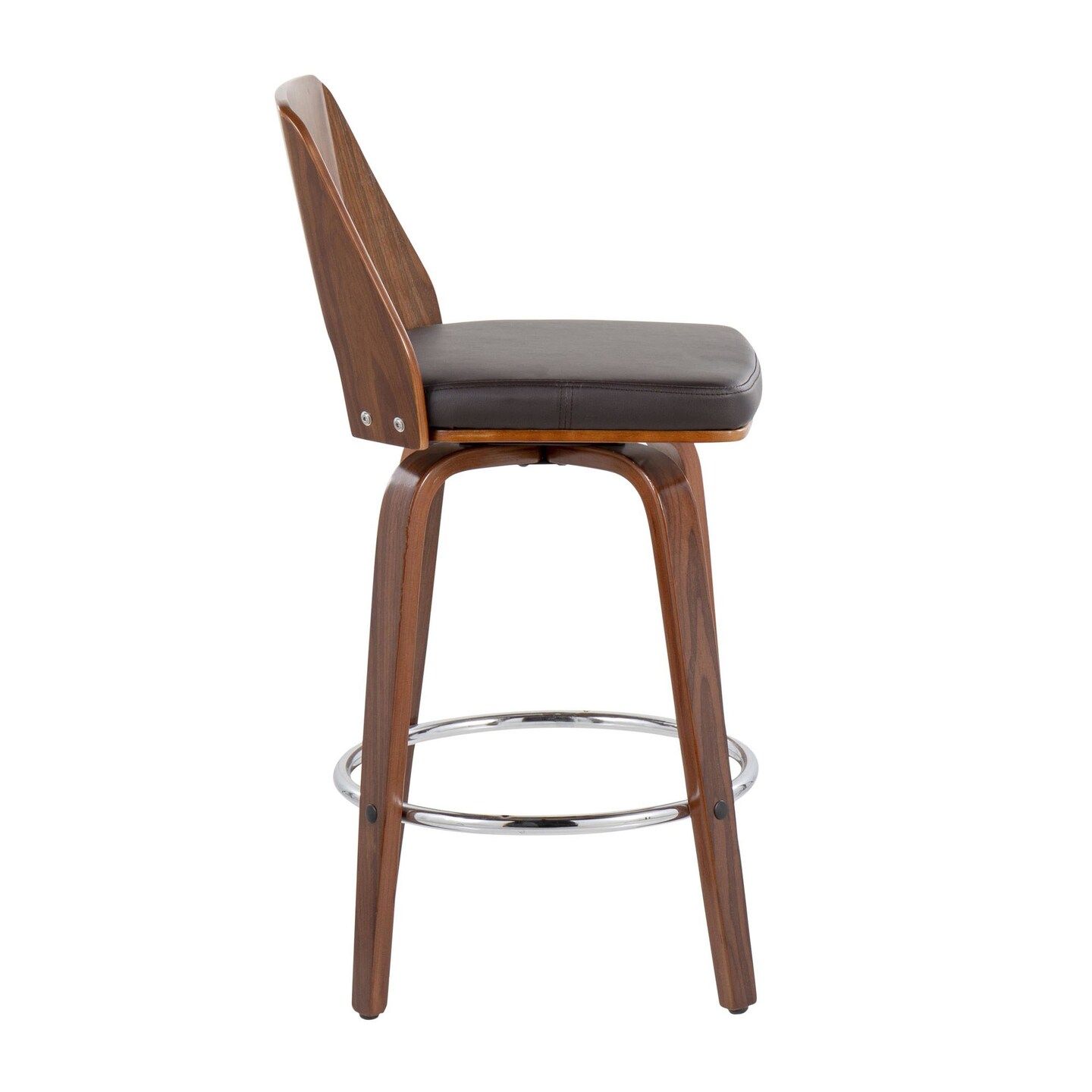 Trilogy Mid-Century Modern Counter Stool in Walnut - Set of 2