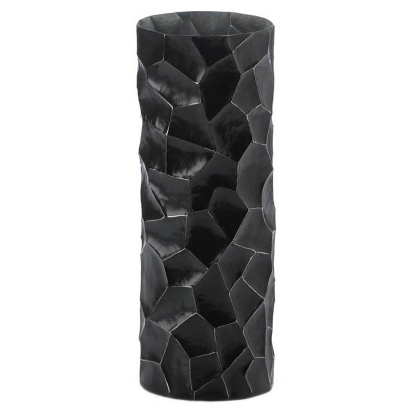 Nikki Chu Home Decorative Black Hammered Sheet Metal Vase - 13.5 inches