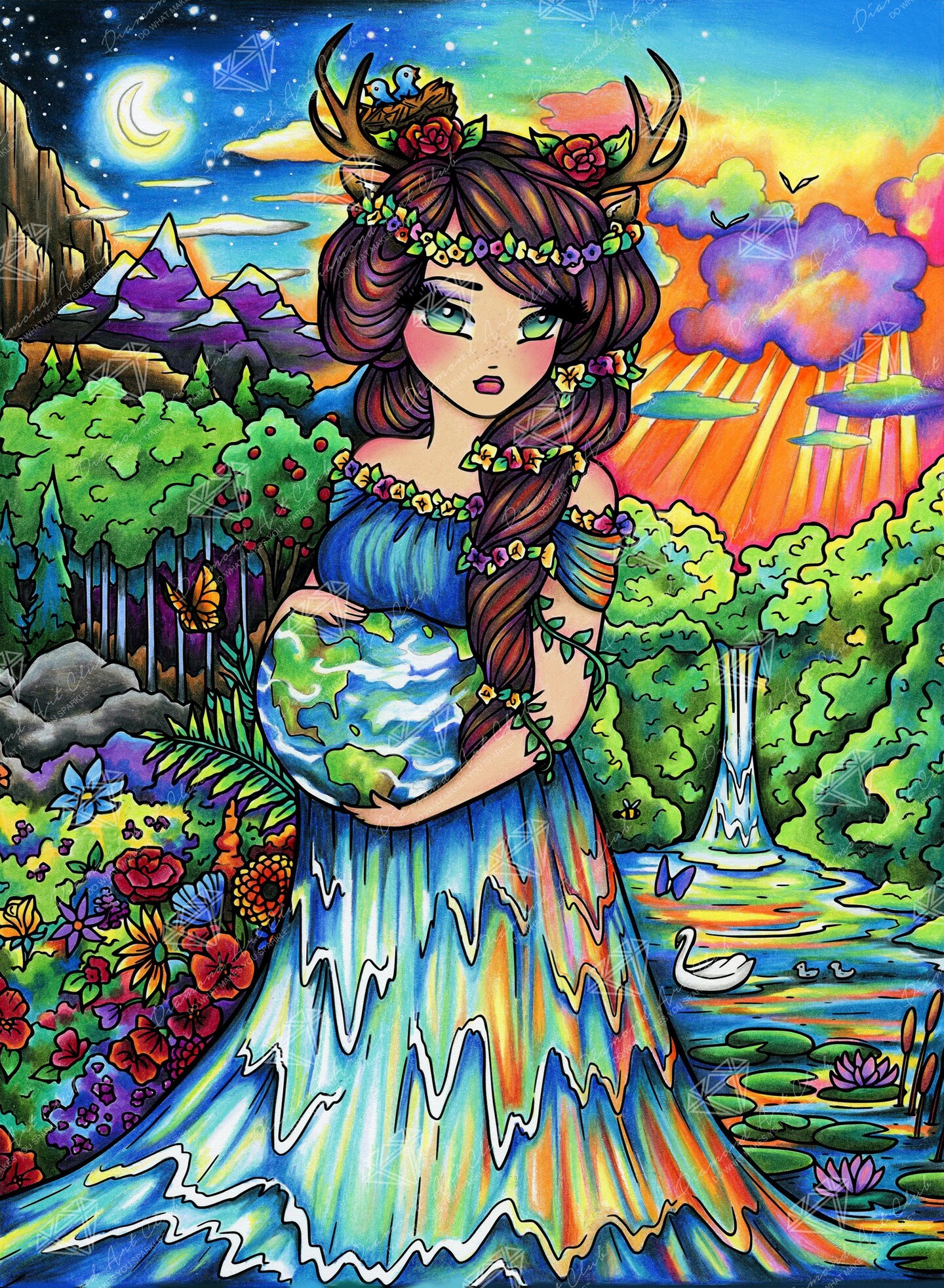Mother Earth Nature Drawing
