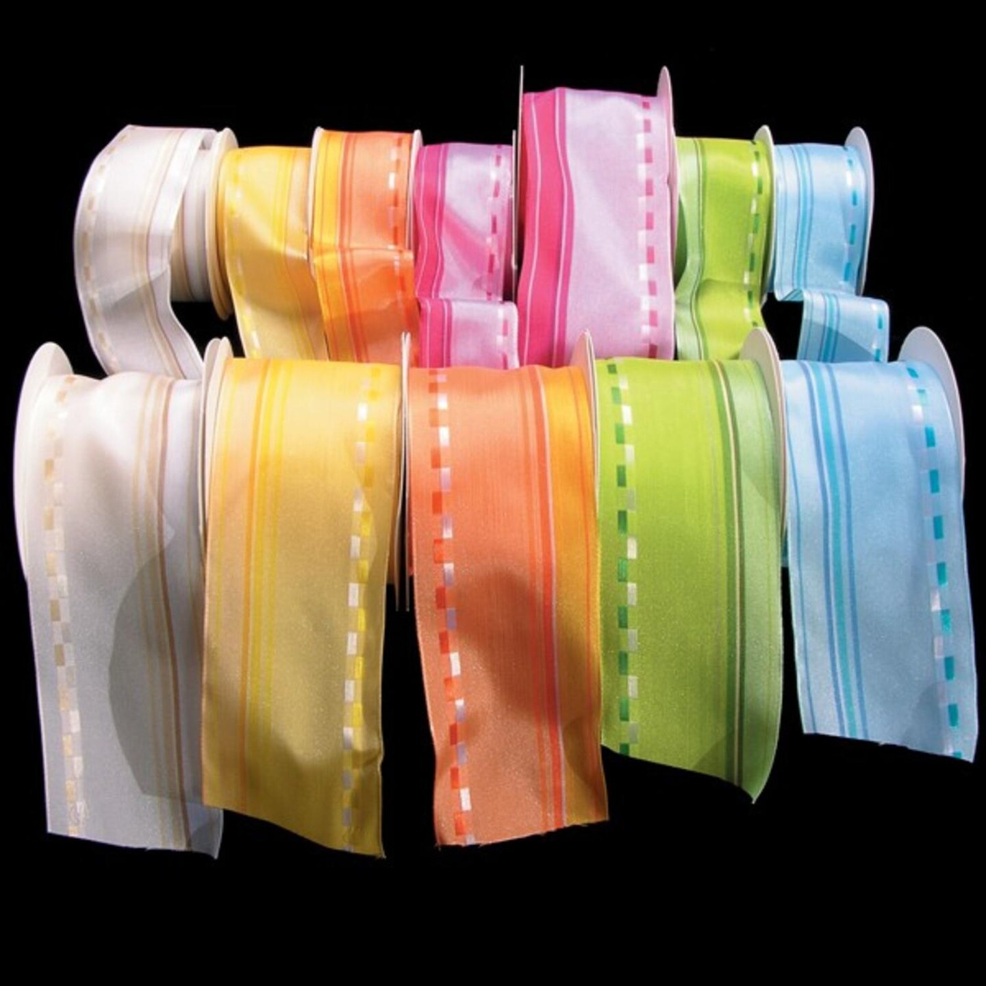 The Ribbon People Yellow French Wired Variostripe Taffeta Craft Ribbon 2.5&#x22; x 27 Yards