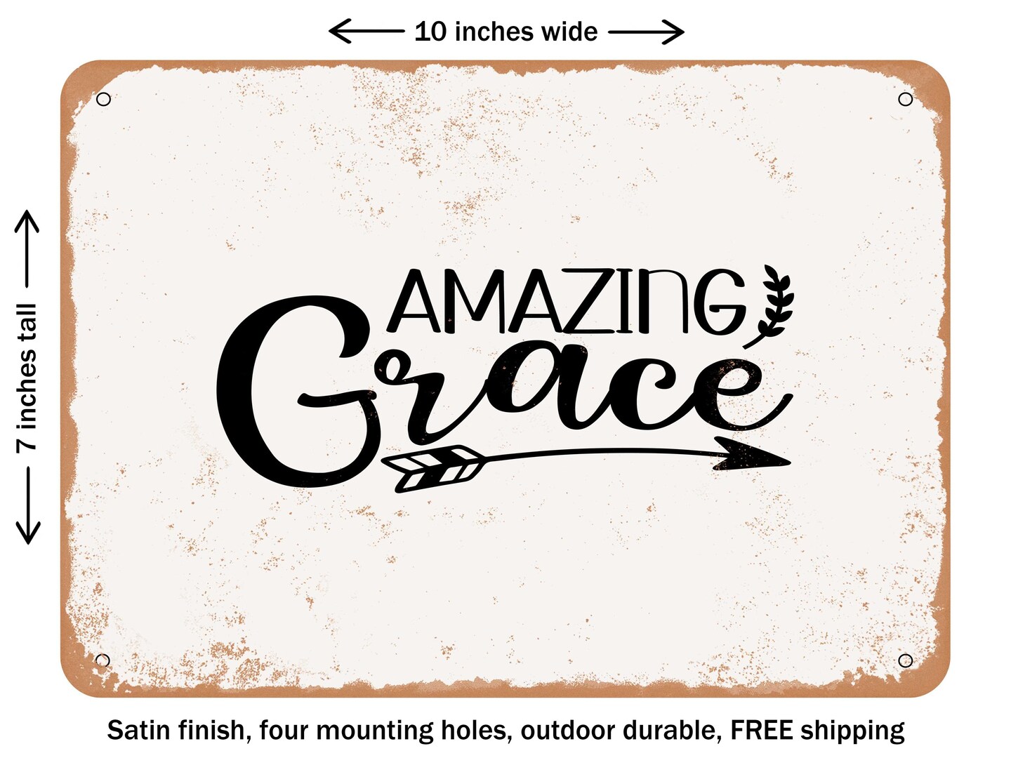 DECORATIVE METAL SIGN - Amazing Grace - 2 - Vintage Rusty Look