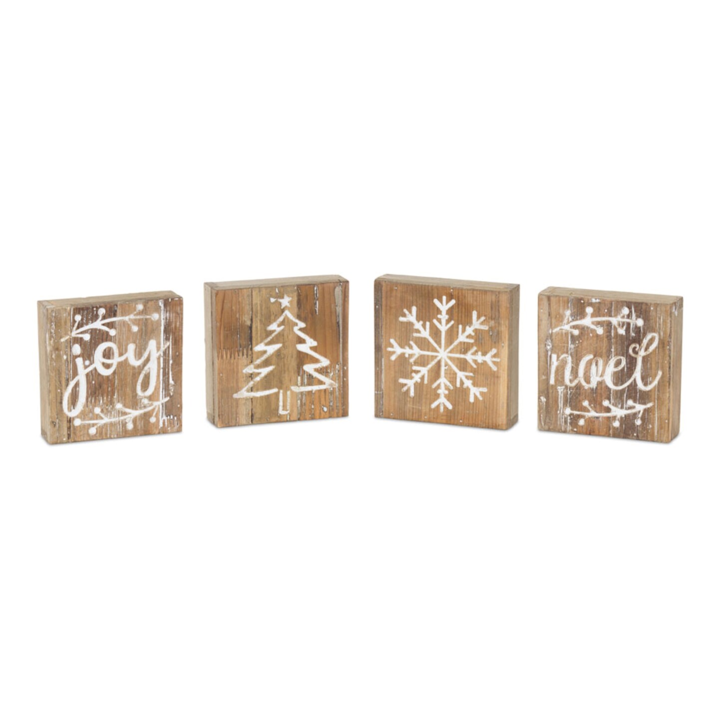 Melrose Wooden Christmas Tabletop Plaques - 6&#x22; - Set of 8