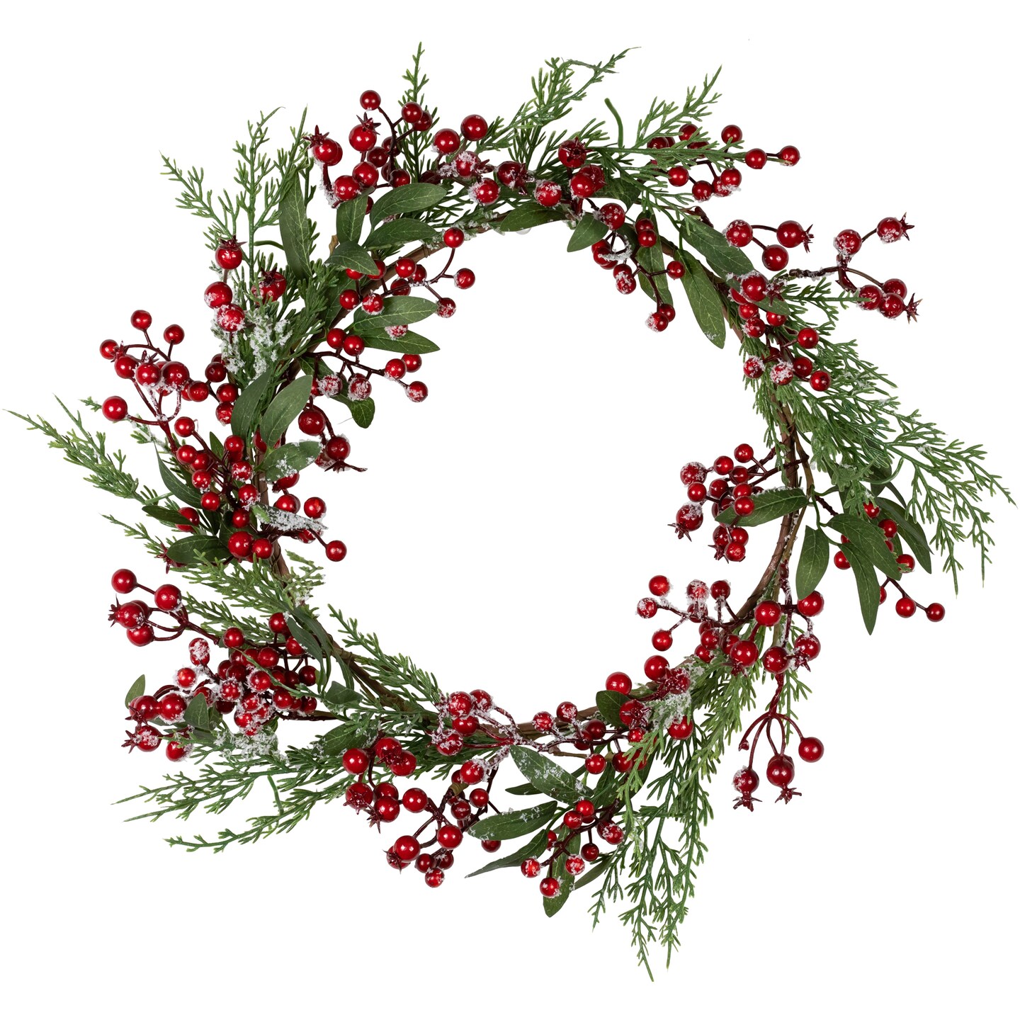 Northlight Real Touch&#x2122;&#xFE0F; Frosted Berries and Pine Artificial Christmas Wreath - 18&#x22; - Unlit