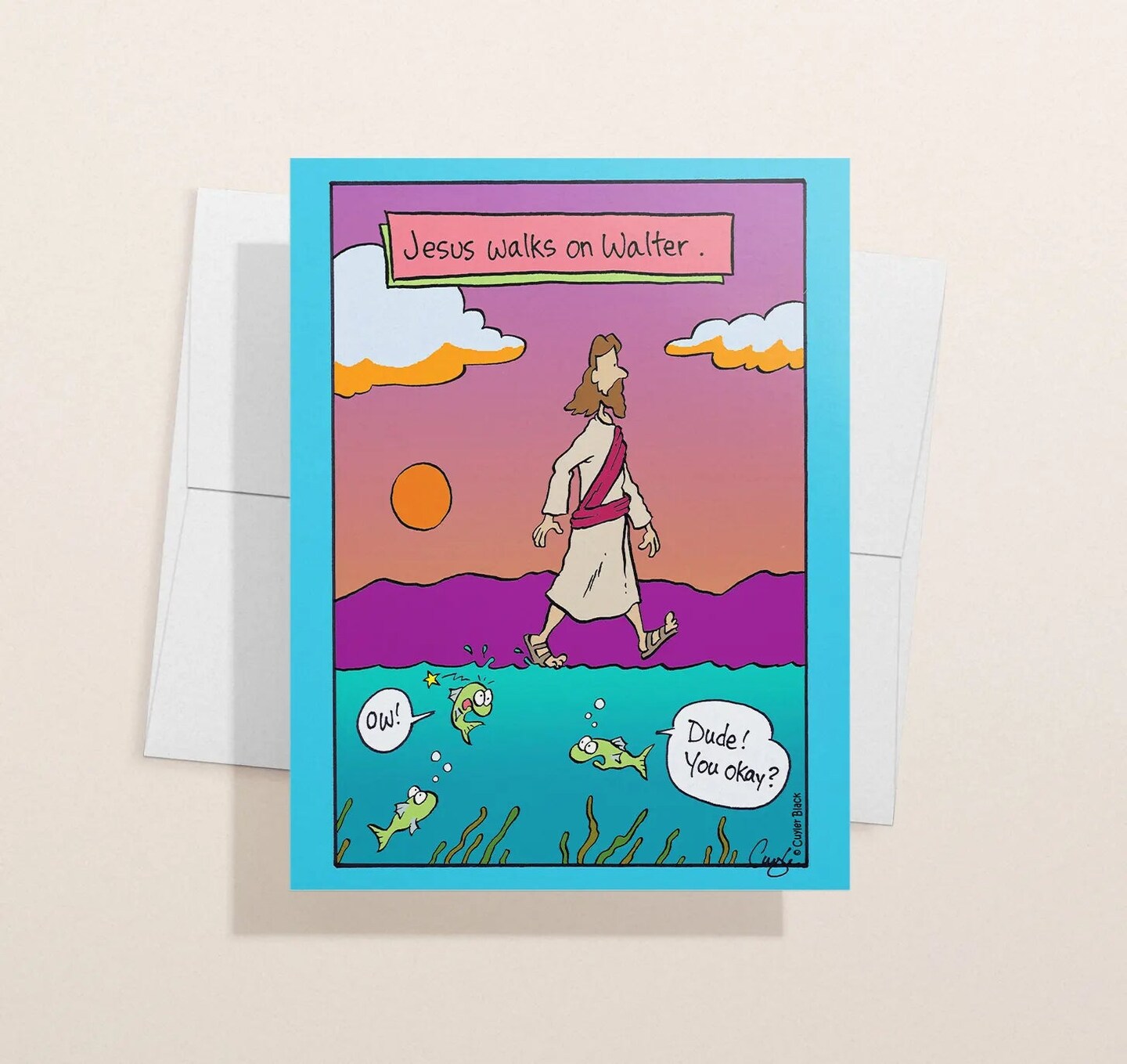 Jesus Walks on Walter Funny Christian Greeting Card Available as
