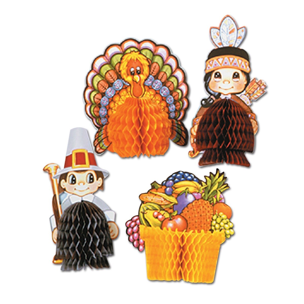 Beistle Club Pack of 48 Assorted Playmates Thanksgiving Table Centerpiece Decorations 5&#x22;
