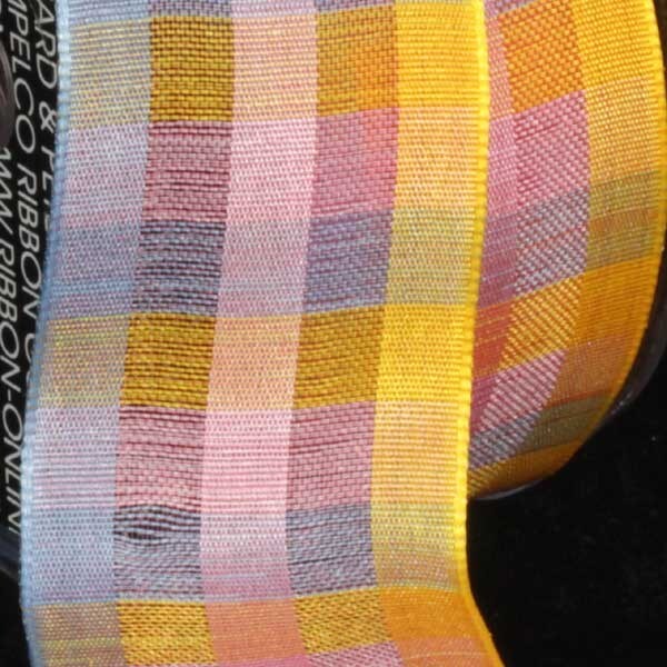 The Ribbon People Blue and Yellow Plaid Wired Craft Ribbon 1.5&#x22; x 50 Yards