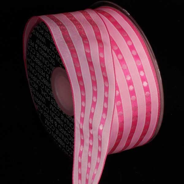 The Ribbon People Pink Stipe Wired Craft Ribbon 1.5" x 27 Yards