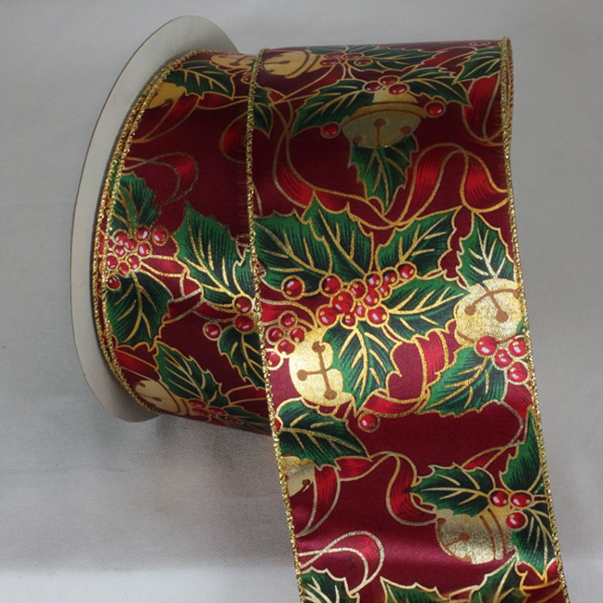 The Ribbon People Red and Gold Xmas Bells Wired Craft Ribbon 3" x 20 Yards