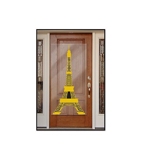 Party Central Club Pack of 12 Yellow and Black Eiffel Tower Door Covers 5'