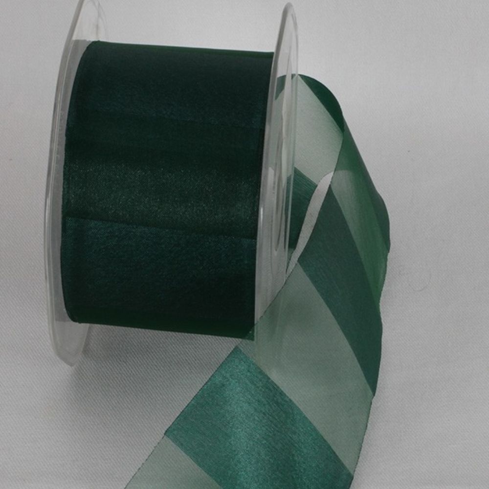 The Ribbon People Hunter Green Sheer Striped Craft Ribbon 2&#x22; x 55 Yards
