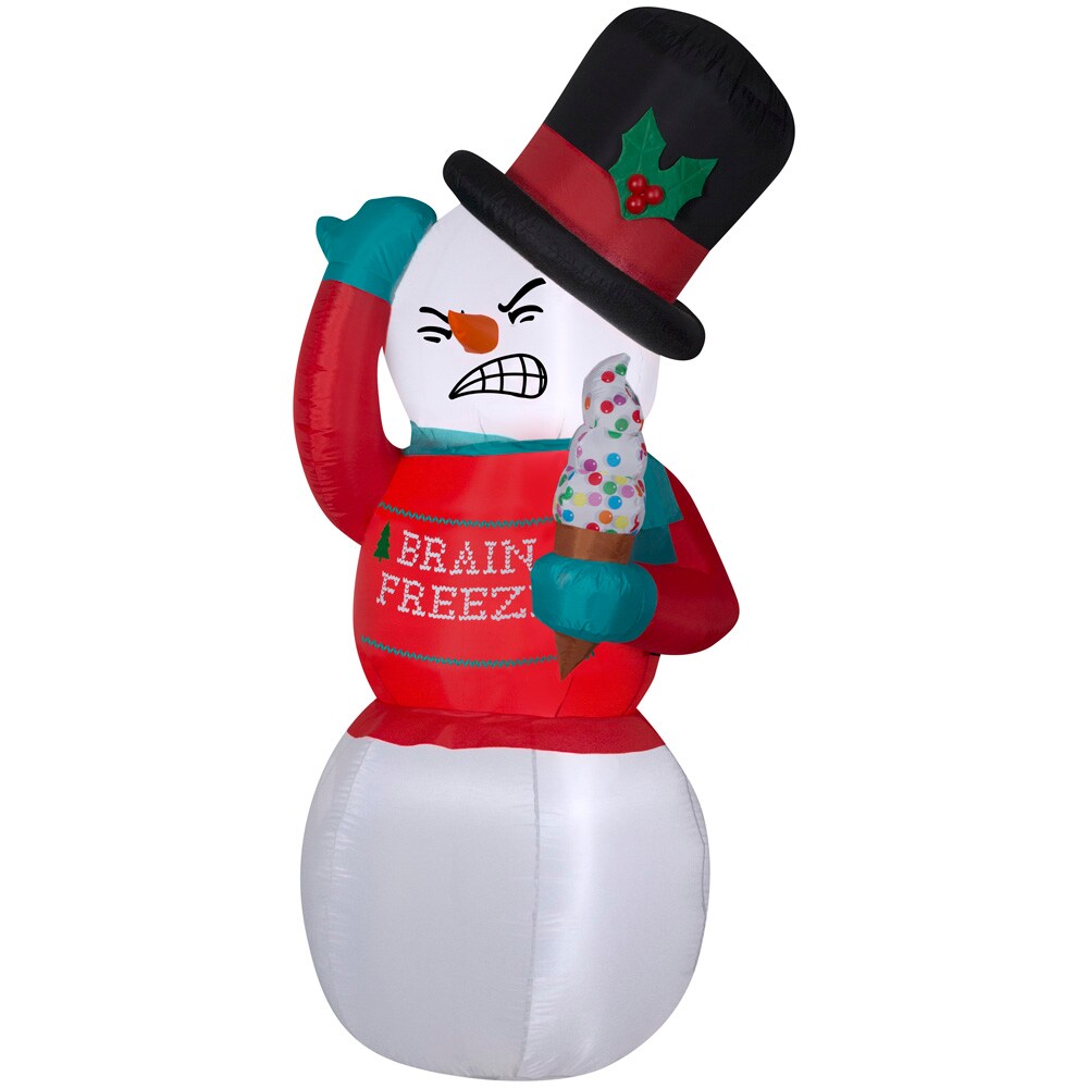 6&#x27; Gemmy Airblown Inflatable Animated Shivering &#x22;Brian Freeze&#x22; Snowman Yard Decoration 114142