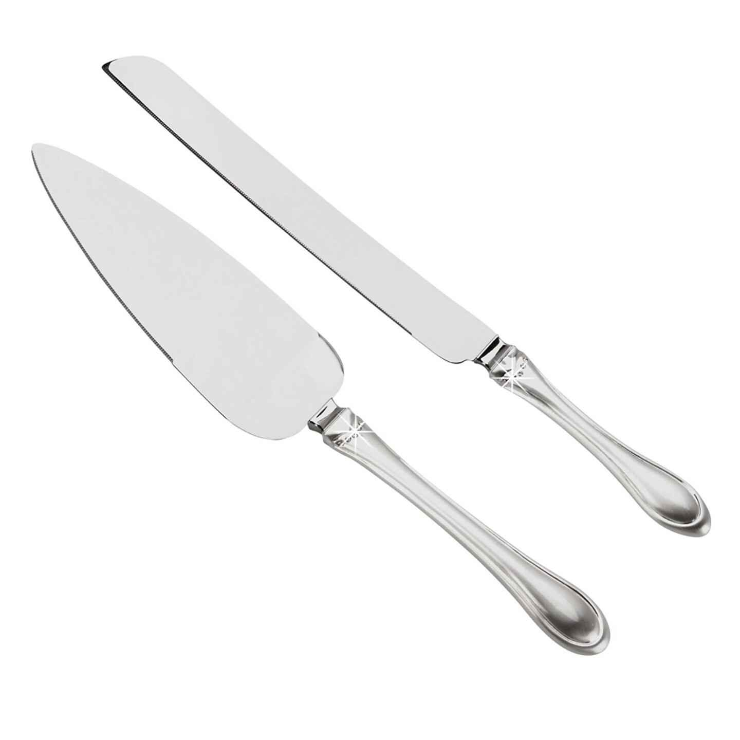Contemporary Home Living Set of 2 Two-Toned Crystal Cake Knife and Server Set