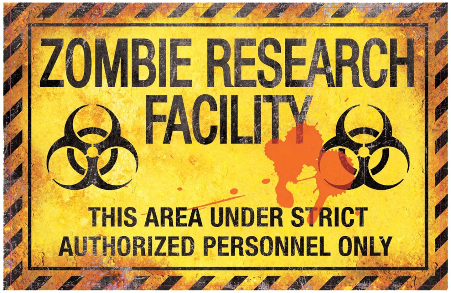 The Costume Center 16.75&#x22; Yellow and Red Zombie Research Factory Halloween Sign with Blood Stain
