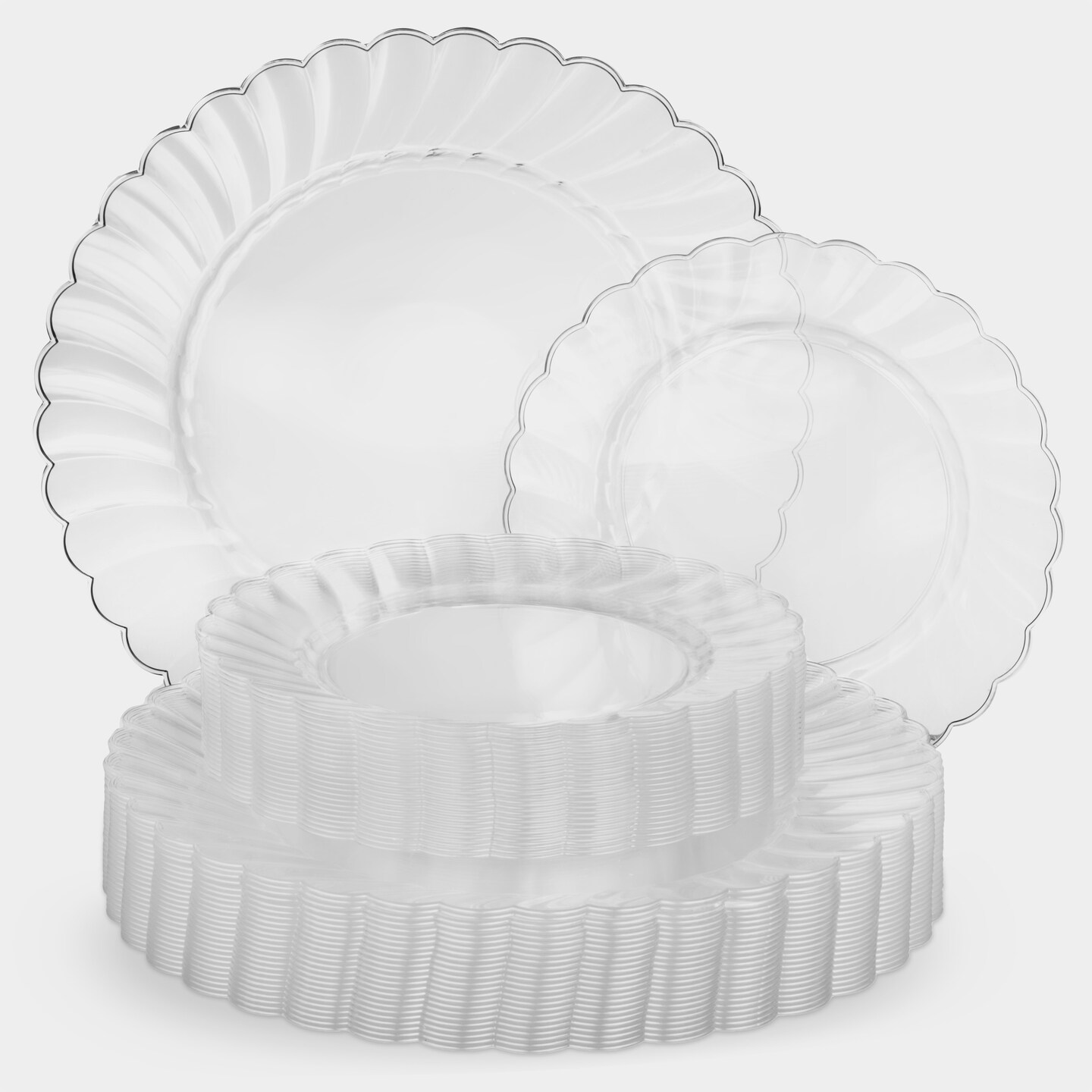 50 Piece (25 Sets) Premium Clear Plastic Plates Dinner, Salad