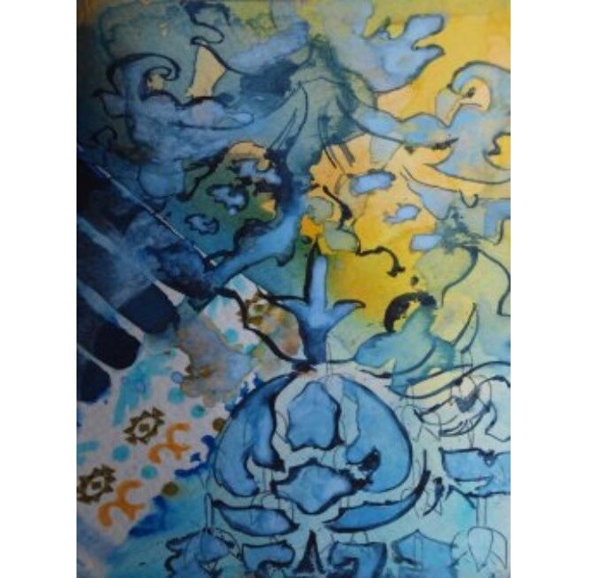 Outdoor Living and Style Blue and Yellow Provencal Outdoor Canvas Rectangular Wall Art Decor 40&#x22; x 30&#x22;
