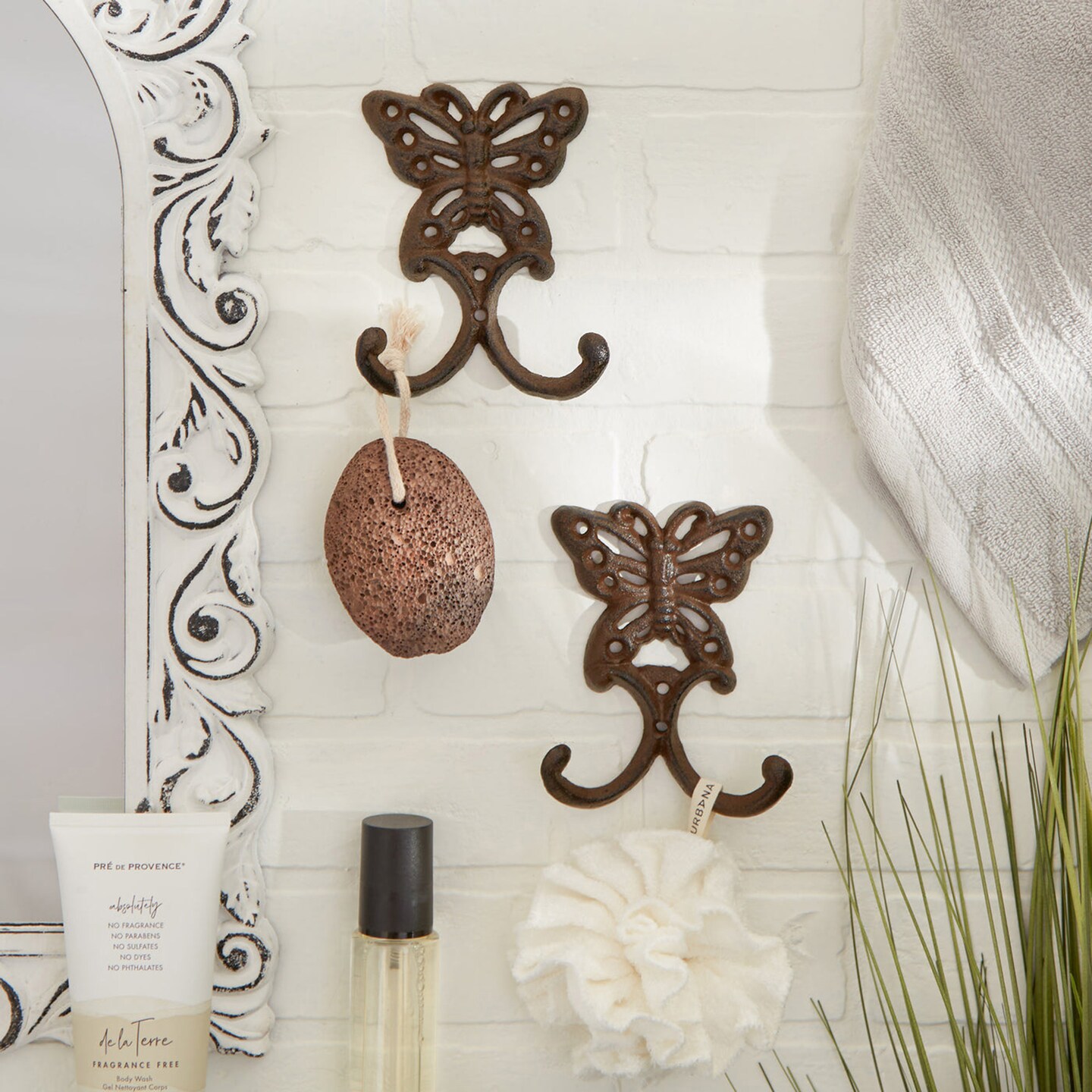 Accent Plus Home Decorative Cast Iron Butterfly Wall Hooks - Set of 2