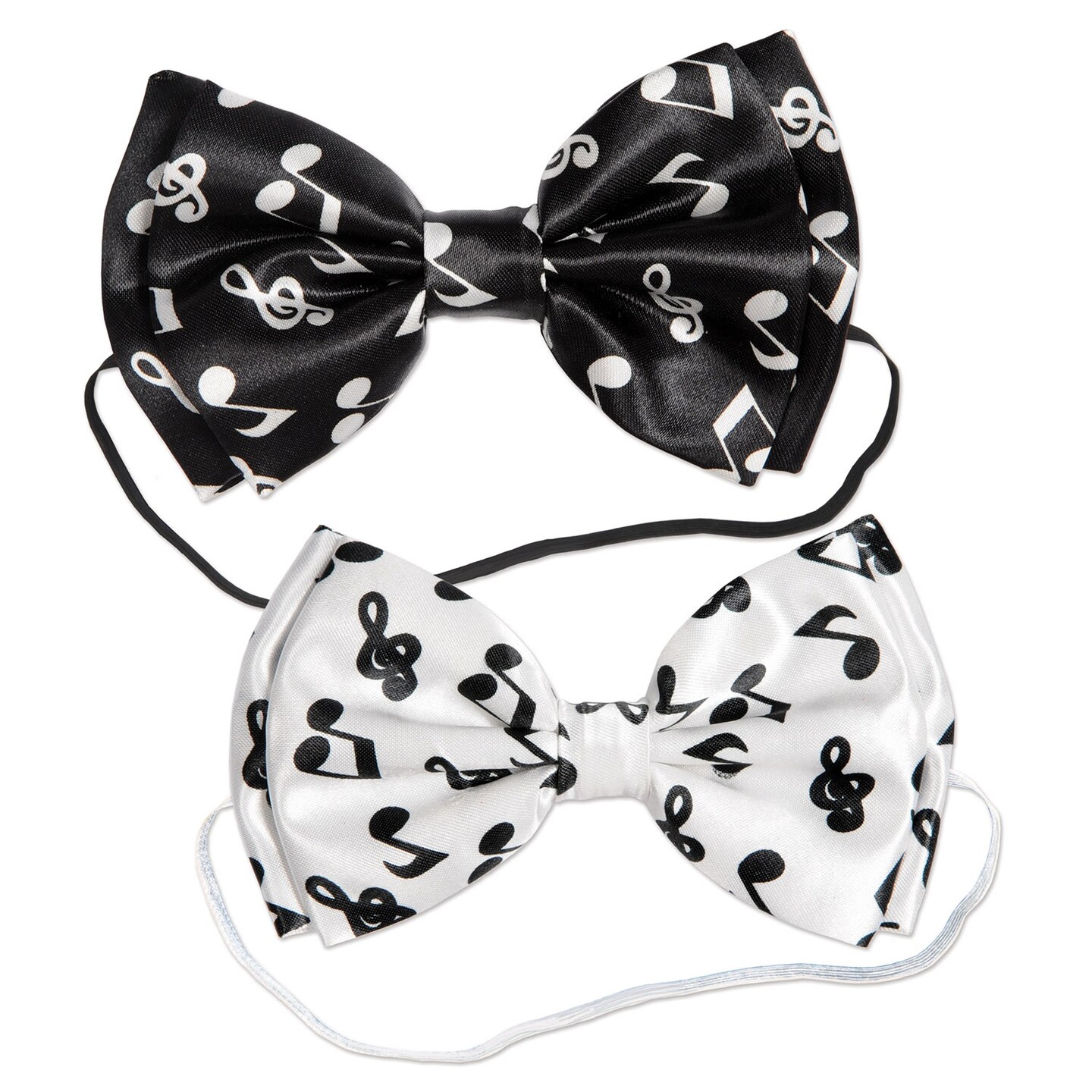 Beistle Club Pack of 12 Black and White Musical Notes Designed Bow Ties Costume Accessories - One Size