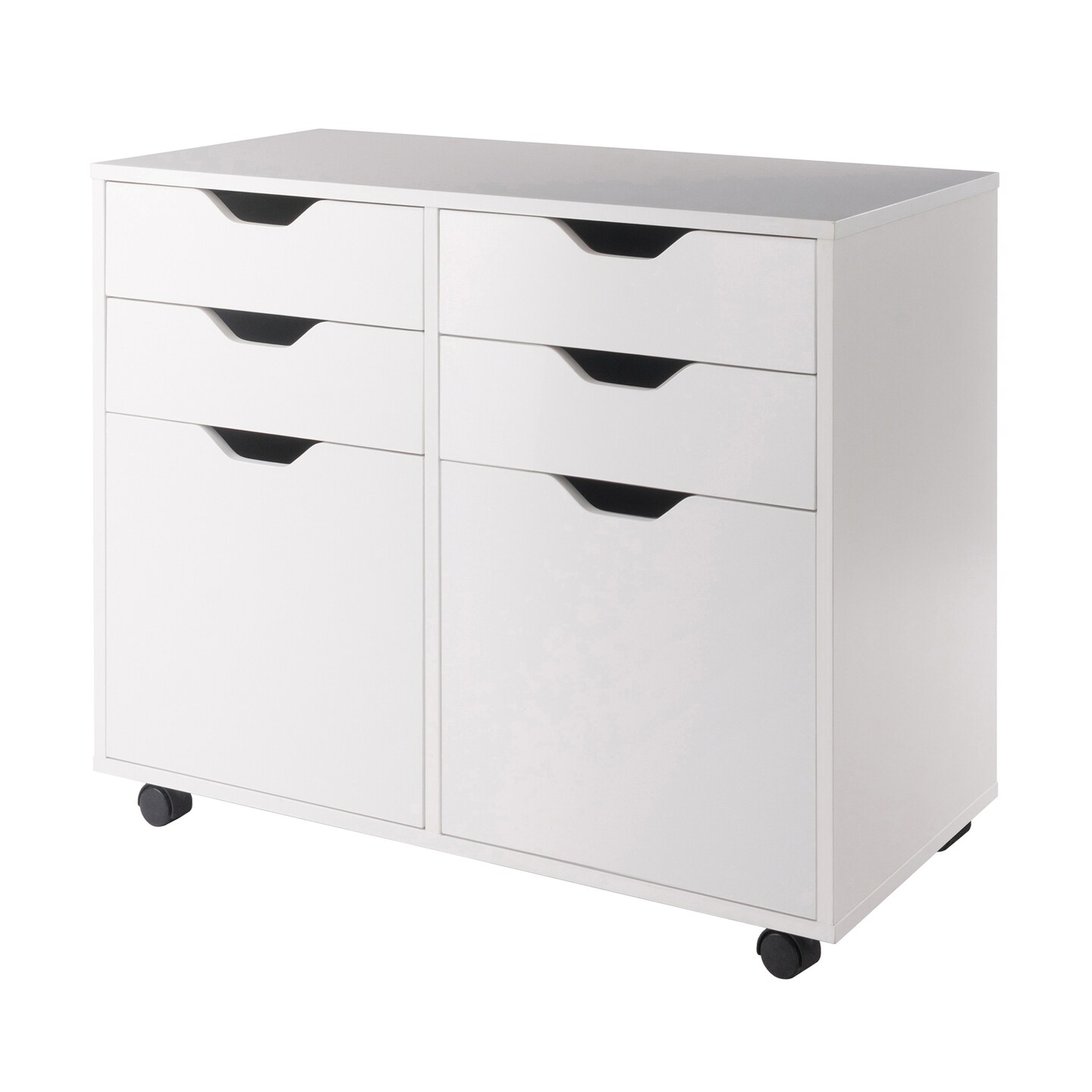 Contemporary Home Living 32" White 2 Section Mobile Storage Cabinet